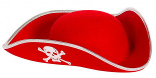 Шляпа, Веселый Пират, фетр, макси, Красный, 1 шт.