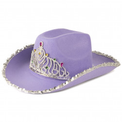 Шляпа, Кантри Гламур, с пайетками и короной, фетр, Фиолетовый, 1 шт.