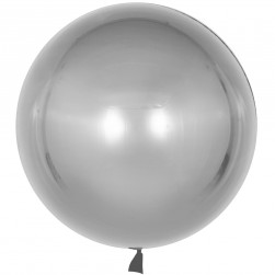 Шар с клапаном (18''/46 см) Deco Bubble, Серебро, Хром, 10 шт.
