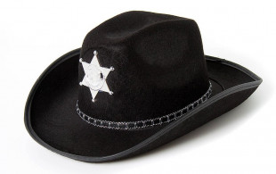 Шляпа Шериф, фетр, Черный, 1 шт.