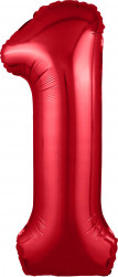 Шар (40''/102 см) Цифра, 1 Slim, Красный, 1 шт. в уп.