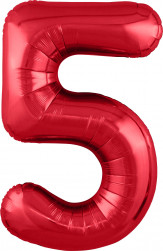 Шар (40''/102 см) Цифра, 5 Slim, Красный, 1 шт. в уп.