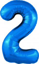 Шар (40''/102 см) Цифра, 2 Slim, Синий, 1 шт. в уп.