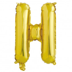 Шар с клапаном (16''/41 см) Мини-буква, Н, Золото, 1 шт. в уп.
