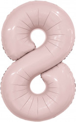 Шар (40''/102 см) Цифра, 8 Slim, Пыльная роза, 1 шт. в уп.