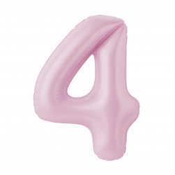 Шар (40''/102 см) Цифра, 4 Slim, Зефирный, 1 шт. в уп.