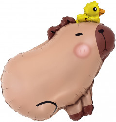 Шар (26''/66 см) Фигура, Капибара с утенком, 1 шт.