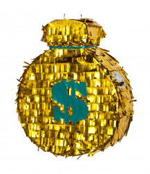 Пиньята Денежный мешок, Золото, Металлик, 38*32*10 см, 1 шт. в упак.