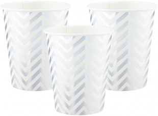 Стаканы (250 мл) Зигзаги, Белый/Серебро, Металлик, 6 шт.