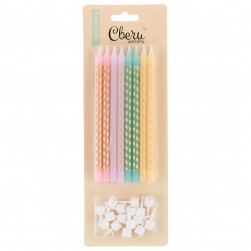 Свечи Изящный микс, Металлик, 0,7*12 + 1 см, 16 шт. с держат.