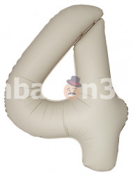 Шар (40''/102 см) Цифра, 4 Slim, Кремовый Латте, Матовый, 1 шт.