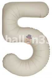 Шар (40''/102 см) Цифра, 5 Slim, Кремовый Латте, Матовый, 1 шт.