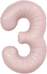 Шар (40''/102 см) Цифра, 3 Slim, Пыльная роза, 1 шт. в уп.