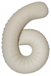 Шар (40''/102 см) Цифра, 6 Slim, Кремовый Латте, Матовый, 1 шт. в уп.