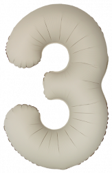 Шар (40''/102 см) Цифра, 3 Slim, Кремовый Латте, Матовый, 1 шт. в уп.