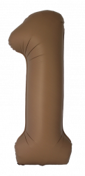 Шар (40''/102 см) Цифра, 1 Slim, Шоколад, Матовый, 1 шт. в уп.