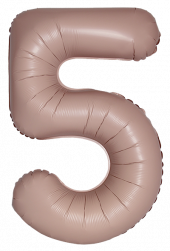 Шар (40''/102 см) Цифра, 5 Slim, Винтажная роза, Матовый, 1 шт. в уп.