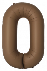 Шар (40''/102 см) Цифра, 0 Slim, Шоколад, Матовый, 1 шт. в уп.