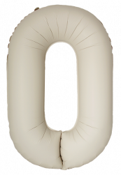 Шар (40''/102 см) Цифра, 0 Slim, Кремовый Латте, Матовый, 1 шт. в уп.