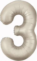 Шар (40''/102 см) Цифра, 3 Slim, Мистик, Кремовый, Сатин, 1 шт. в уп.