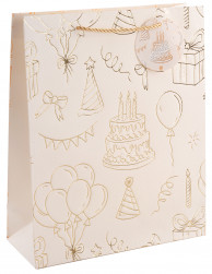 Пакет подарочный, 210гр, Праздничный, Дизайн №2, Кремовый, Металлик, 40*31*12 см, 1 шт.