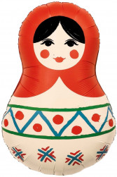 Шар (31''/79 см) Фигура, Матрешка Русский узор, 1 шт. в уп.