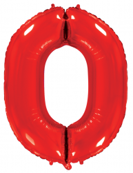 Шар (40''/102 см) Цифра, 0, Красный, 1 шт. в уп.