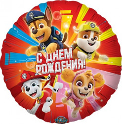 Шар (18''/46 см) Круг, Щенячий Патруль, Дружная команда, Красный, 1 шт. в уп.
