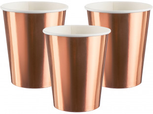 Стаканы (250 мл) Розовое Золото, Металлик, 6 шт.