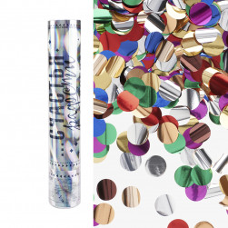 Пневмохлопушка (12/30 см), Счастья, Радости, Добра!, Круги фольга, Ассорти, Металлик, 1 шт.