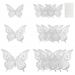 Наклейки Волшебные бабочки, Серебро, 8-12 см*12 шт, 1 упак.