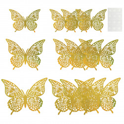 Наклейки Волшебные бабочки, Золото, Голография, 8-12 см*12 шт, 1 упак.