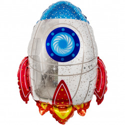 Шар с клапаном (13''/33 см) Мини-фигура, Ракета, 1 шт.