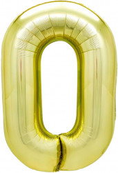 Шар (40''/102 см) Цифра, 0, Белое золото, Металлик, 1 шт. в уп.