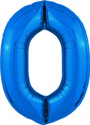 Шар (40''/102 см) Цифра, 0 Slim, Синий, 1 шт. в уп.