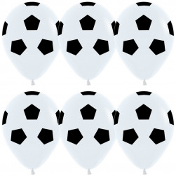 Шар (12''/30 см) Футбольный мяч, Белый, пастель, 5 ст, 25 шт.