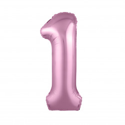 Шар (40''/102 см) Цифра, 1 Slim, Фламинго, 1 шт. в уп.