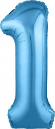 Шар (40''/102 см) Цифра, 1 Slim, Голубой, 1 шт. в уп.