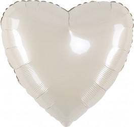 Шар (18''/46 см) Сердце, Кремовый, Сатин, 1 шт.