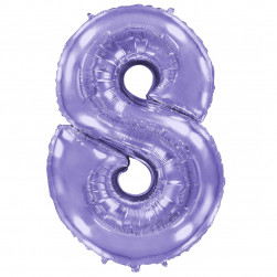 Шар (40''/102 см) Цифра, 8, Сиреневый, 1 шт. в уп.