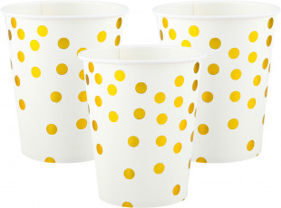 Стаканы (250 мл) Конфетти, Белый/Золото, Металлик, 6 шт.