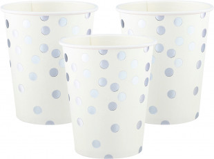 Стаканы (250 мл) Конфетти, Белый/Серебро, Металлик, 6 шт.