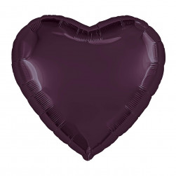 Шар (19''/48 см) Сердце, Темная вишня, 1 шт.