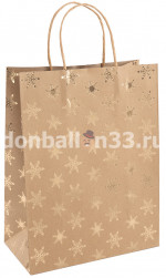 Пакет подарочный, Крафт 120гр, Новогодний, Дизайн №4, Металлик, 31*24*12 см, 1 шт.