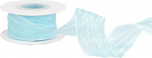 Лента органза (4 см*9,14 м) Нежная грация, Голубой, 1 шт.