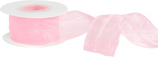 Лента органза (4 см*9,14 м) Нежная грация, Розовый, 1 шт.