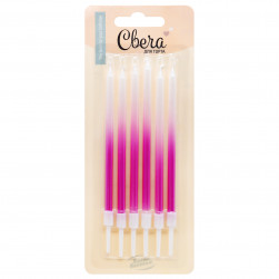 Свечи Розовое сияние, Градиент, 0,4*10,5 + 2 см, 6 шт. с держат.