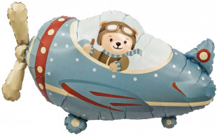 Шар (34''/86 см) Фигура, Самолет и мишка-пилот, 1 шт. в уп.