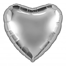 Шар (30''/76 см) Сердце, Серебро, 1 шт. в уп.