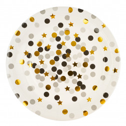 Тарелки (9''/23 см) Конфетти, Стильный микс, Металлик, 6 шт.